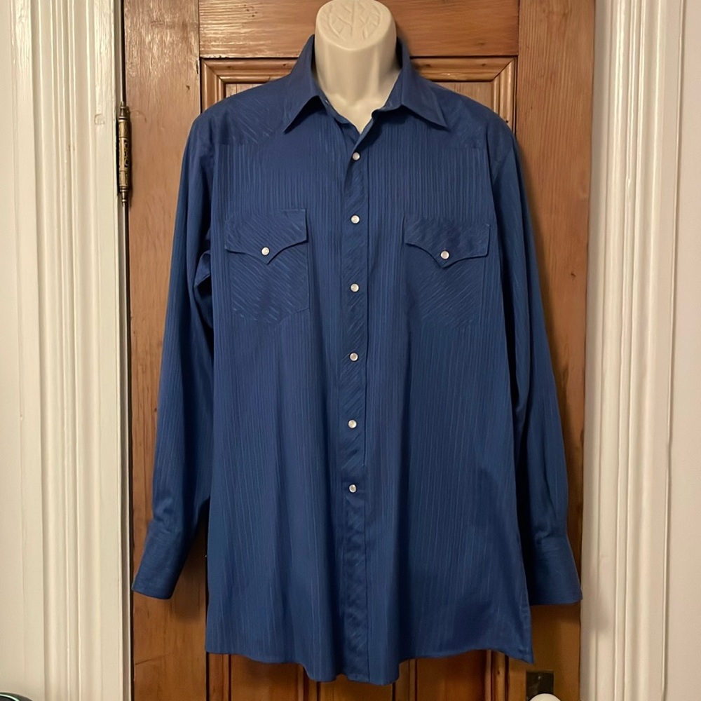 Vintage Men’s white horse snap button Western Shirt size large